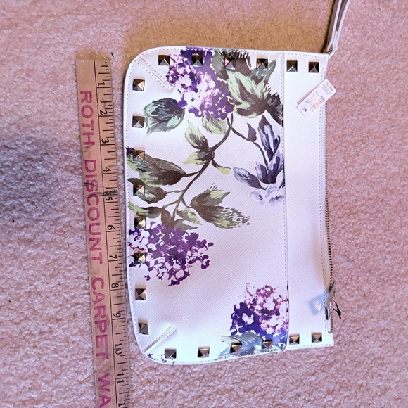 NWT White House Black Market  Floral White Clutch with Stud Accents - Picture 5 of 6